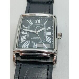 Vellacio Men's Watch Rectangle Black Dial Arabic Hours on a Black Leather Band!